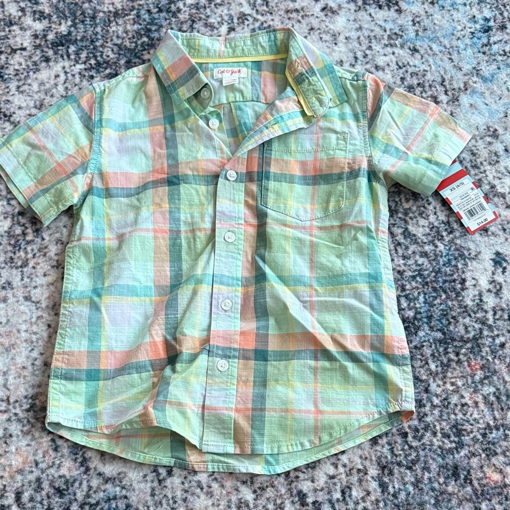Cat & Jack Pastel Plaid Button Down Shirt